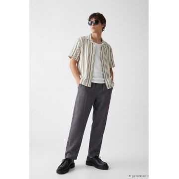 Pantaloni de bumbac cu talie ajustabila - Gri inchis