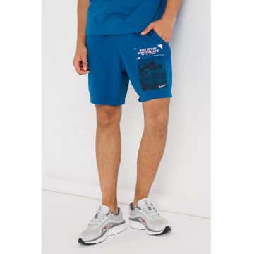 Pantaloni scurti cu buzunare laterale - pentru antrenament - Negru/Albastru inchis/Roz pal