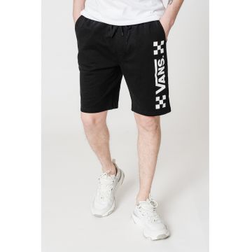 Pantaloni scurti cu imprimeu logo si snur de ajustare in talie - Negru