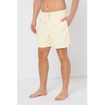 Pantaloni scurti de baie cu snur si buzunare laterale Poolside - Galben pai