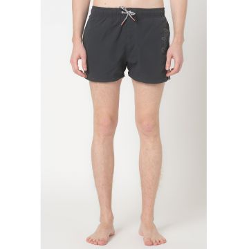Pantaloni scurti de baie cu talie ajustabila New Brian - Alb/Gri carbune