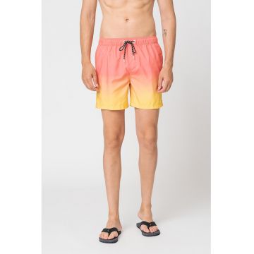 Pantaloni scurti de baie in degrade All Day - Galben/Rosu stins