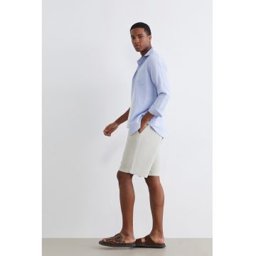 Pantaloni scurti din bumbac cu snururi - Alb fildes
