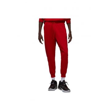 Pantaloni sport barbati  DQ7332 - elastic cu snur - buzunare cu fermoar - bumbac/poliester - rosu -