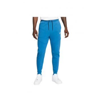 Pantaloni sport  Tech Fleece - conici - cu buzunar cu fermoar - bumbac - albastru