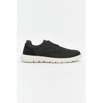 Pantofi din material textil cu sireturi - Negru stins