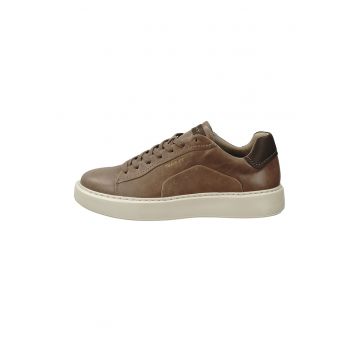 Pantofi sport de piele cu logo discret - Maro