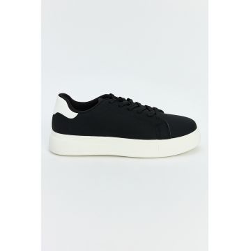Pantofi sport uni de piele ecologica - Negru