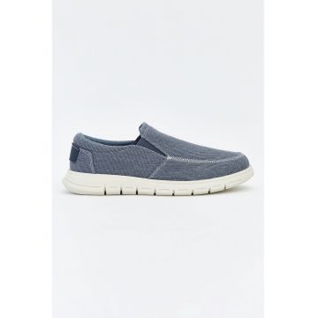 Pantofi uni din material textil - Bleumarin