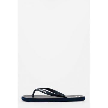 Papuci flip-flop texturati cu logo in relief Tides Solid - Negru/Bleumarin