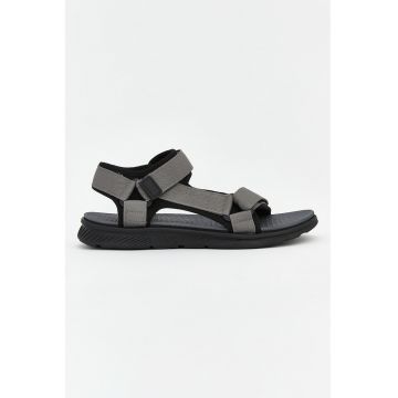 Sandale din material textil cu inchidere velcro - Negru/Gri inchis