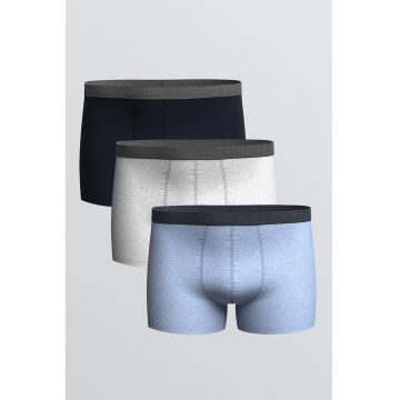 Set de boxeri uni - 3 perechi - Gri deschis/Gri carbune/Albastru azur