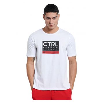 Tricou barbat Bdtk - maneca scurta - imprimeu - alb - bumbac