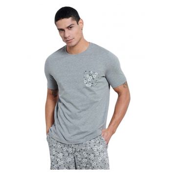Tricou barbat -  maneca scurta - model integral - gri - bumbac