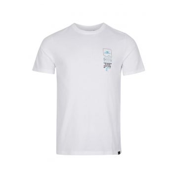 Tricou barbati  croiala regulata - imprimeu - alb - bumbac
