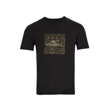 Tricou  barbati - croiala regulata - imprimeu pe piept - negru - bumbac -