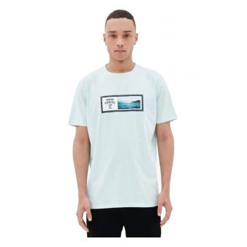 Tricou barbati -  imprimeu pe piept - verde - bumbac