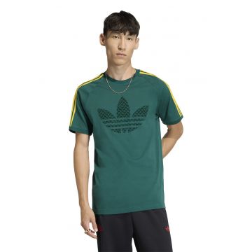 Tricou cu benzi contrastante pe maneci - Galben/Verde englez