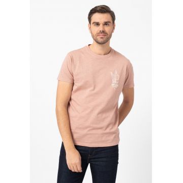Tricou cu decolteu la baza gatului Elmo - Roz prafuit