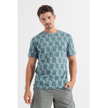 Tricou cu decolteu la baza gatului si logo - Gri cenusiu