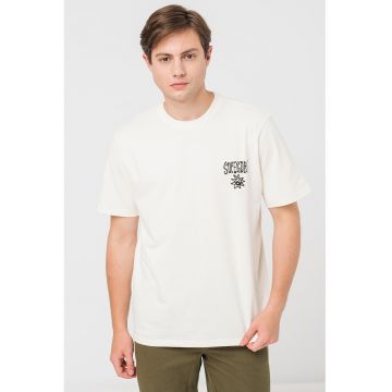 Tricou cu decolteu la baza gatului Vintage Tribal - Crem