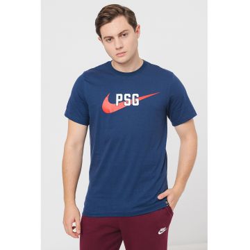 Tricou de bumbac cu imprimeu logo - pentru fotbal - Rosu/Alb/Bleumarin