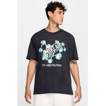 Tricou de bumbac cu logo si imprimeu grafic - Negru stins