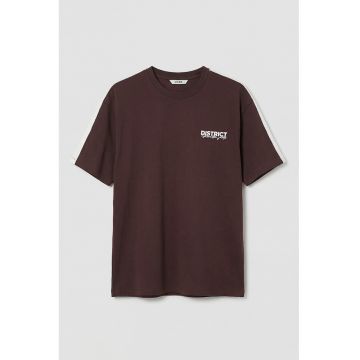 Tricou din amestec de bumbac cu decolteu la baza gatului - Violet aubergine