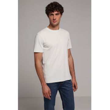 Tricou din bumbac cu decolteu la baza gatului