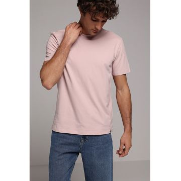 Tricou din bumbac cu decolteu la baza gatului