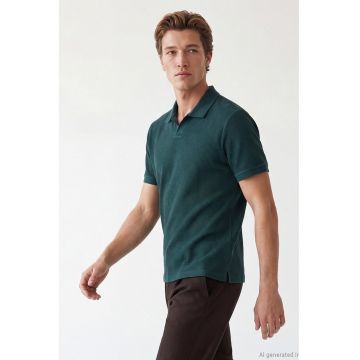 Tricou polo regular fit cu model uni - Albastru petrol