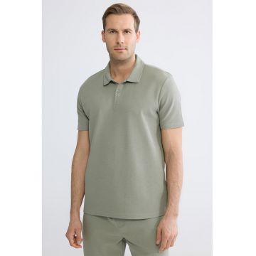 Tricou polo uni din amestec de bumbac - Kaki