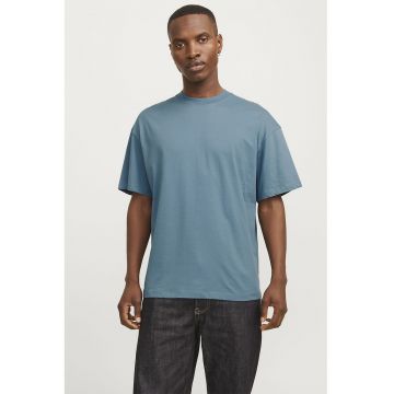 Tricou uni cu decolteu la baza gatului - Albastru prafuit