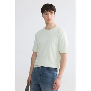 Tricou uni cu maneci cazute - Verde pal
