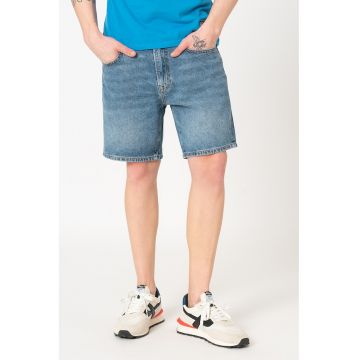 Bermude din denim Taper - Alb murdar/Bleumarin