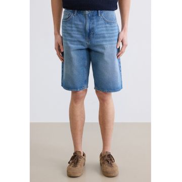 Blugi scurti relaxed fit - Albastru melange