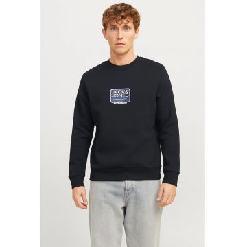 Bluza de trening din amestec de bumbac cu imprimeu logo - Albastru pastel/Negru/Alb optic