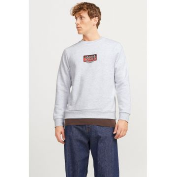 Bluza de trening din amestec de bumbac cu imprimeu logo - Rosu/Gri deschis melange