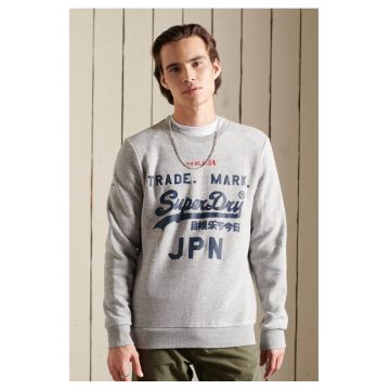 Bluza Superdry barbati - logo vintage - gri - bumbac -