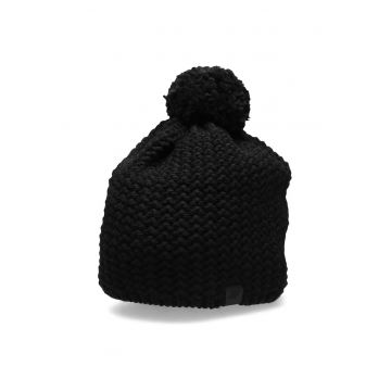 Caciula sport barbati  cu pompon - negru