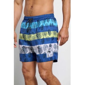 Costum de baie  talie elastica - buzunare - Albastru