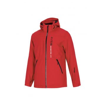 Geaca de ski  impermeabila - rosie - poliester - cu gluga detasabila si 4 buzunare