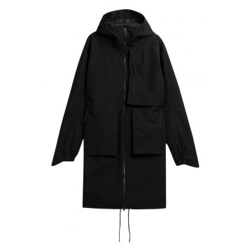 Geaca impermeabila barbati  model HOZ21-KUMT601 - gluga cu snur - 3 buzunare - negru - poliester