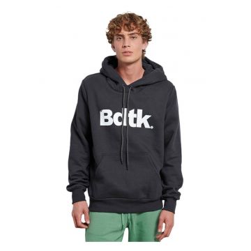Hanorac barbat Bdtk - fleece interior - buzunar mare - gluga gofrata - gri - 70% bumbac - 30% poliester