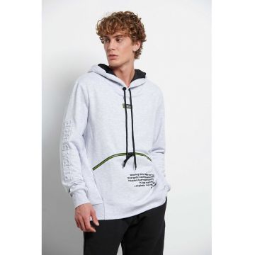 Hanorac barbati  MOREFUN - gri melanj - material confortabil -