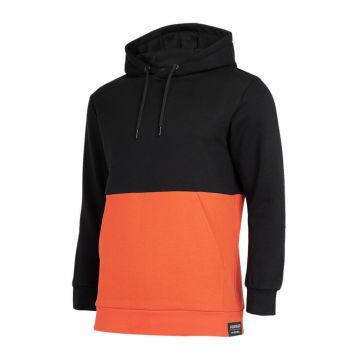 Hanorac barbati  negru/portocaliu - croiala regulata - gluga ajustabila - bumbac 80% -