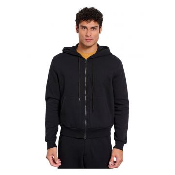 Hanorac Bdtk pentru barbati - negru - bumbac - gluga cu snur reglabil - captuseala din fleece
