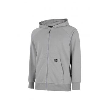 Hanorac sport  gri - bumbac - croiala regulata - gluga integrata -
