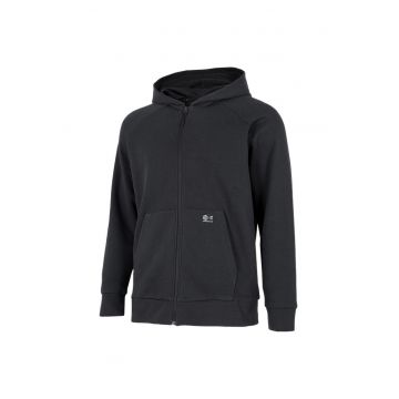 Hanorac sport  model H4Z22-BLM011 - gluga integrata - fermoar complet - bumbac/poliester - negru
