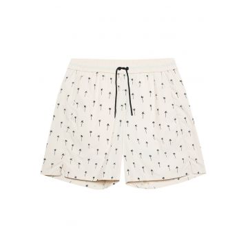 Pantaloni de baie barbati  crem - poliamida - cu talie elastica si buzunare -